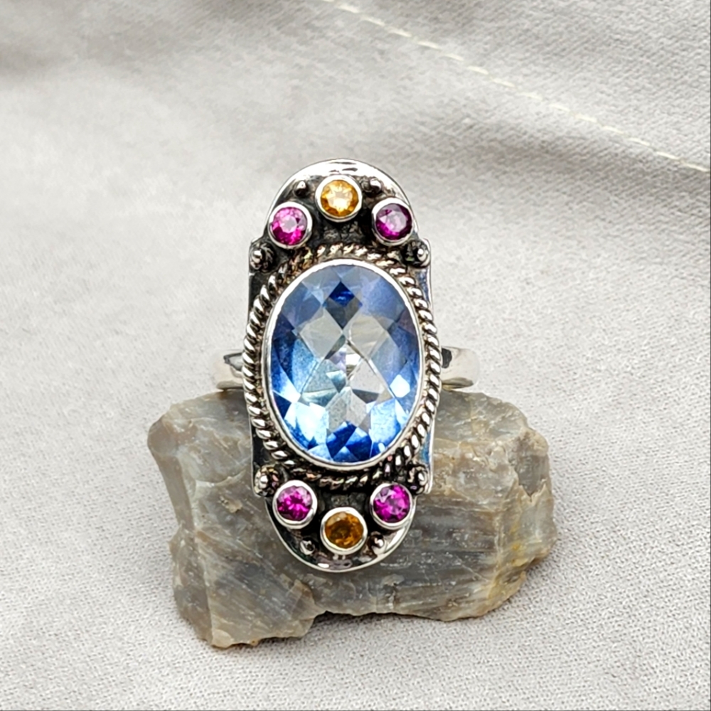 Nicky Butler RAJ LIMITED EDITION Quartz 925 Sterling Silver Size 8 NB Ring 💙